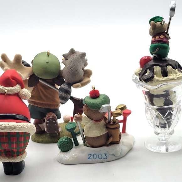 Hallmark Christmas Ornaments 4 Golfers Santa Moose Gopher Mouse 1999 2003  2005 - Picture 8 of 15